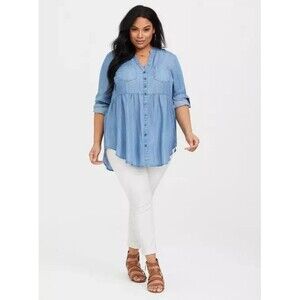Torrid Size 0 Emma Chambray Babydoll Tunic A33